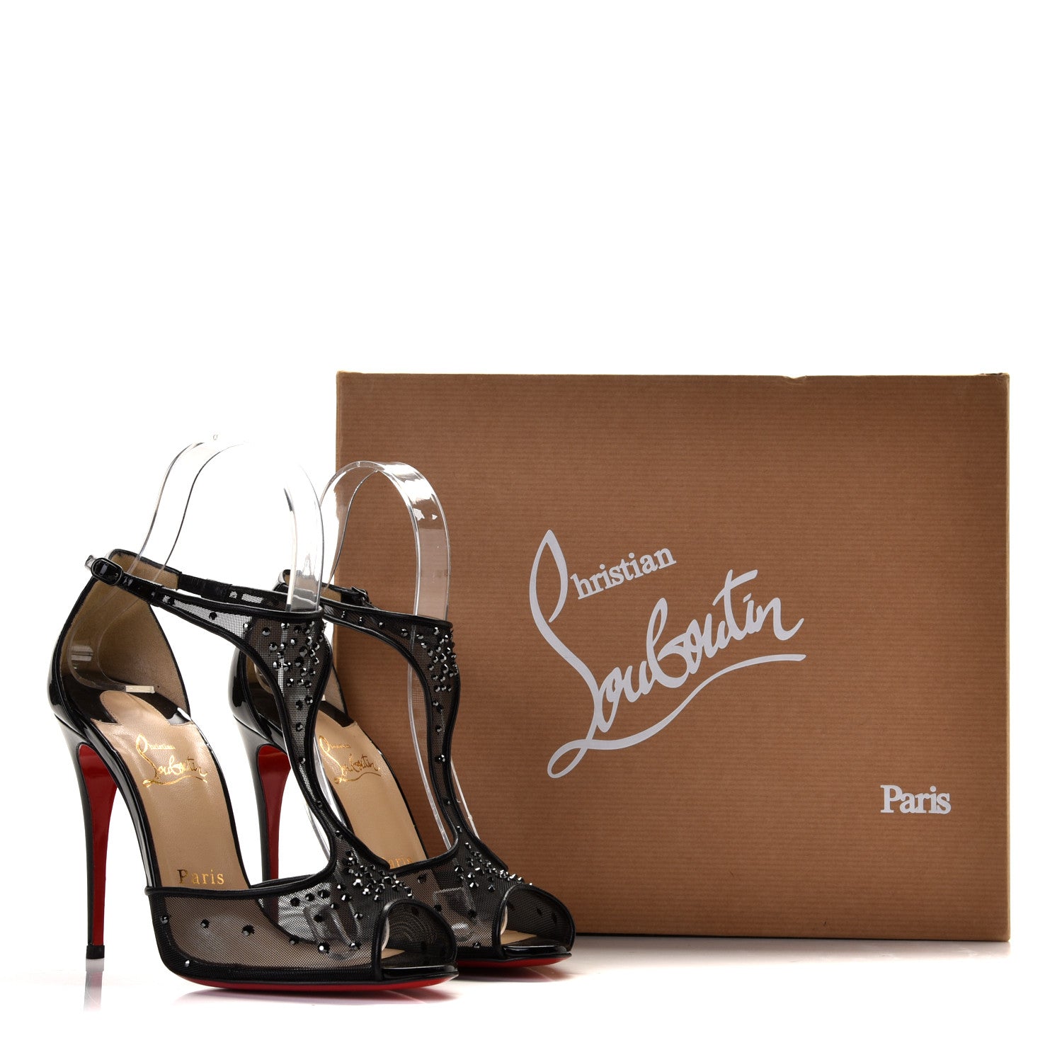Christian Louboutin Mesh Embellished Patinana 100 Sandals 37 Black 6 of 10