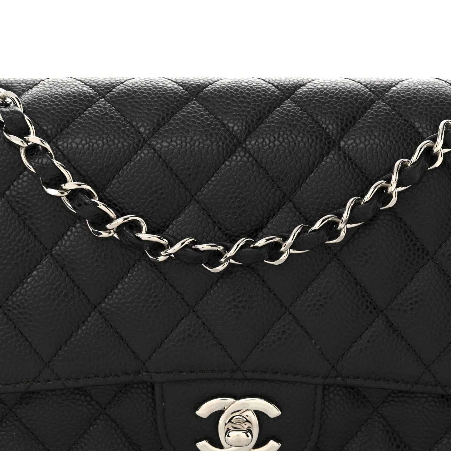 Caviar Quilted Medium Double Flap Black