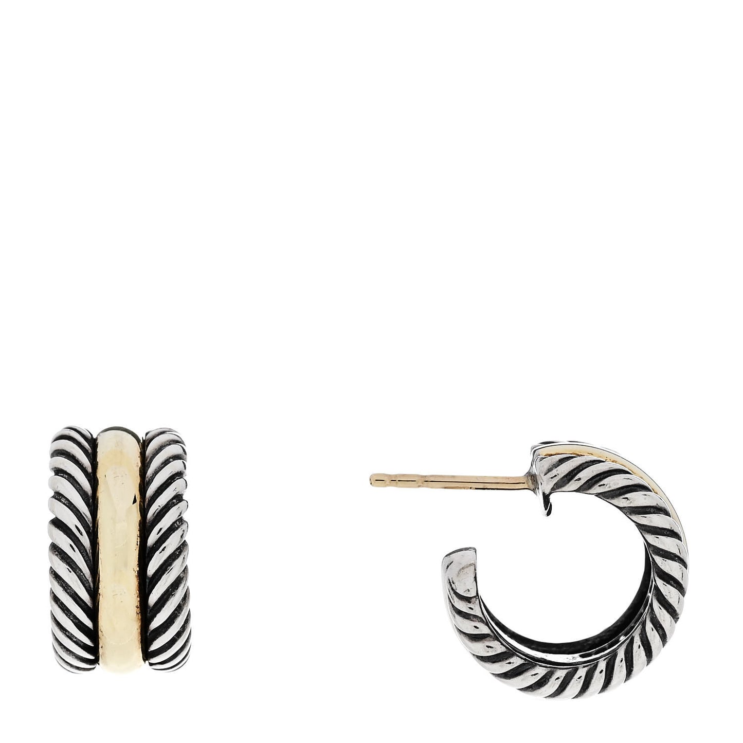 Sterling Silver 14K Yellow Gold Cable Classics Hoop Earrings