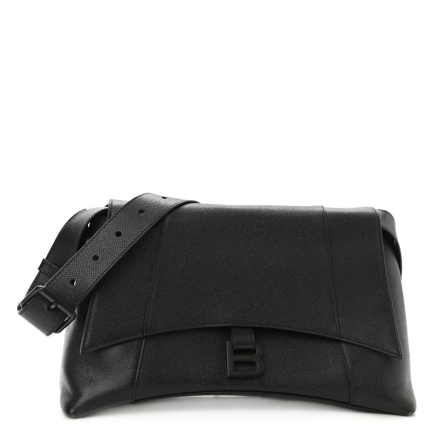 Balenciaga Grained Calfskin Monochrome M Downtown Shoulder Bag Black 1 of 11