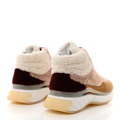 Chanel Shearling Suede CC High Top Sneakers 38.5 White Pink 4 of 9