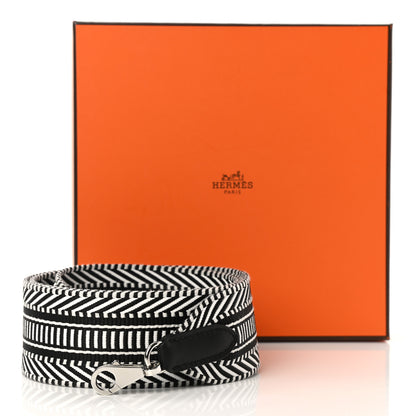 Hermes Toile Swift 50mm Sangle Cavale Shoulder Strap Black Ecru 5 of 5