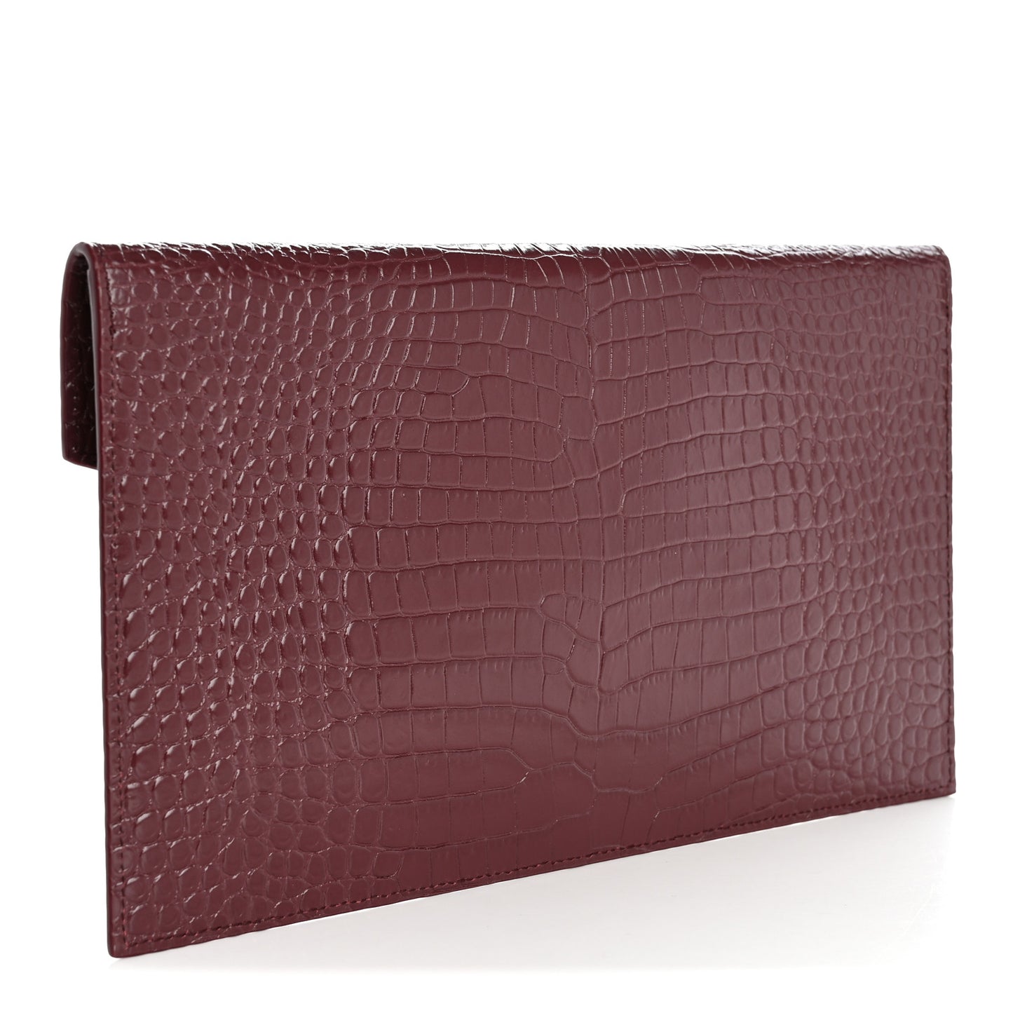 Calfskin Crocodile Embossed Uptown Monogram Clutch Rouge Legion Rouge Legion