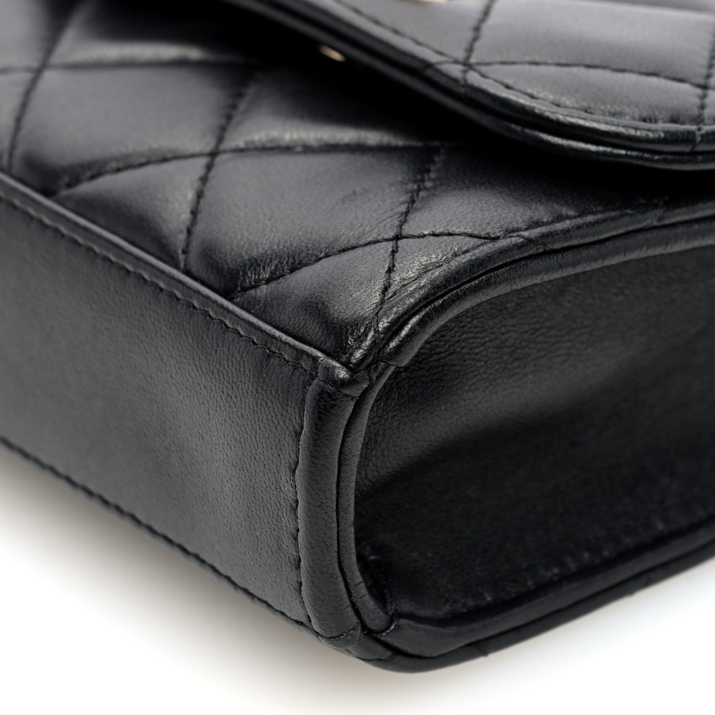 Lambskin Quilted Mini Trendy CC Clutch With Chain Black
