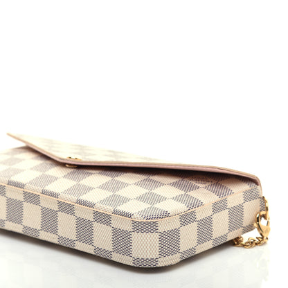 Louis Vuitton Damier Azur Pochette Felicie Chain Wallet Rose Ballerine 7 of 10