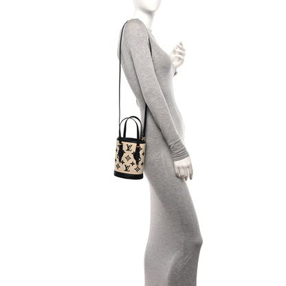 Louis Vuitton Cotton Calfskin Monogram Nano Bucket Bag Black 2 of 10