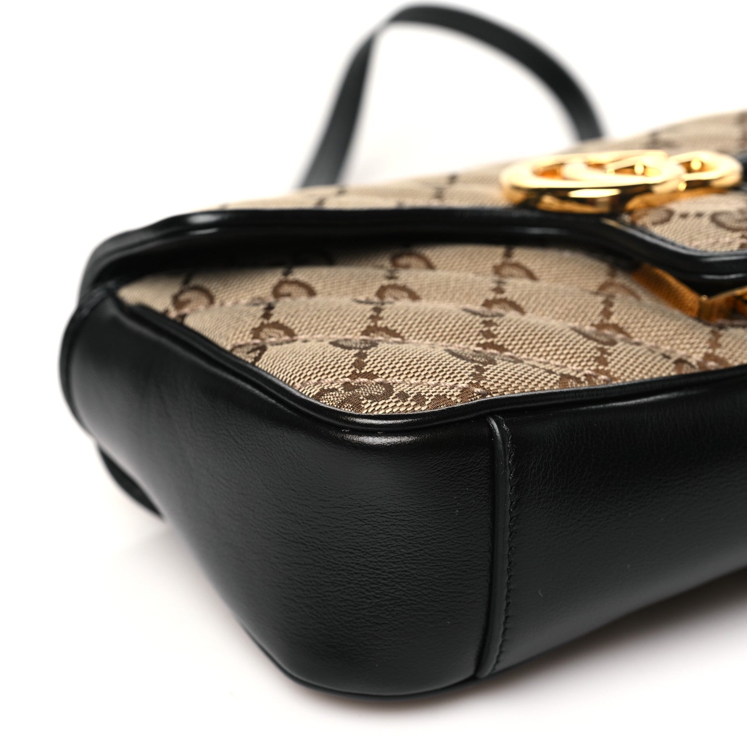 Gucci Monogram Matelasse Diagonal Mini GG Marmont Shoulder Bag Beige Black 9 of 10