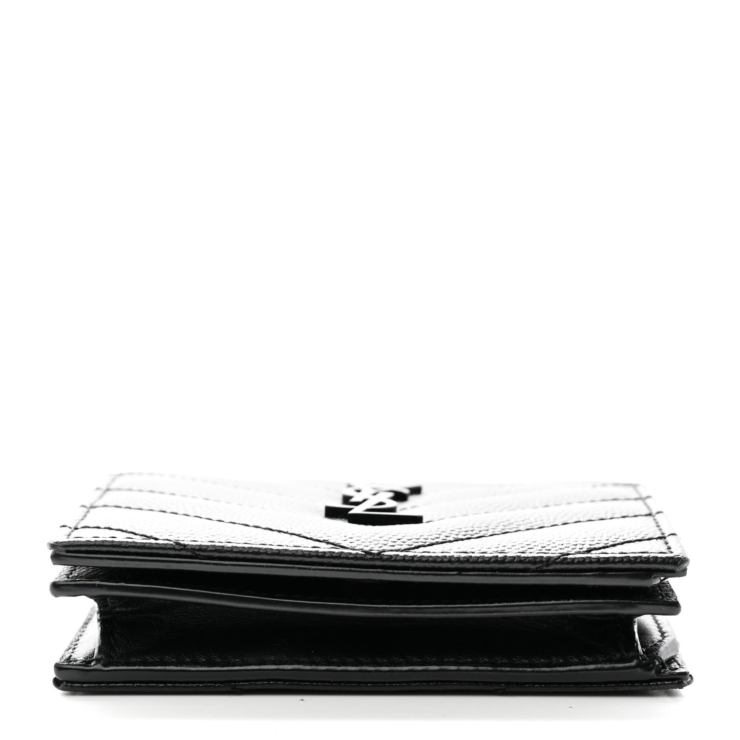 Grain De Poudre Matelasse Chevron Monogram Card Case Black