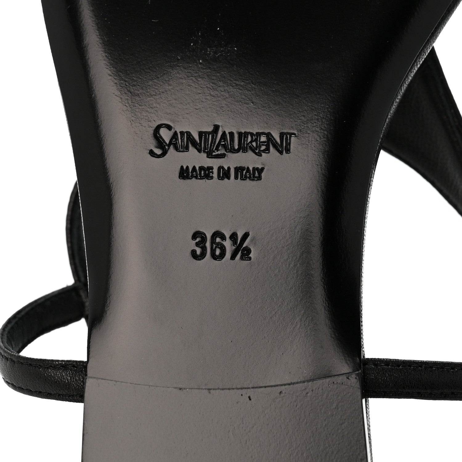 Saint Laurent Lambskin Monogram Cassandra Slingback Flat Sandals 36.5 Black 7 of 8