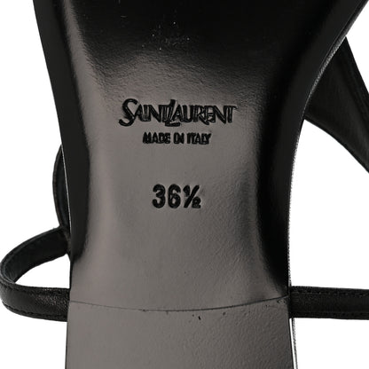 Saint Laurent Lambskin Monogram Cassandra Slingback Flat Sandals 36.5 Black 7 of 8