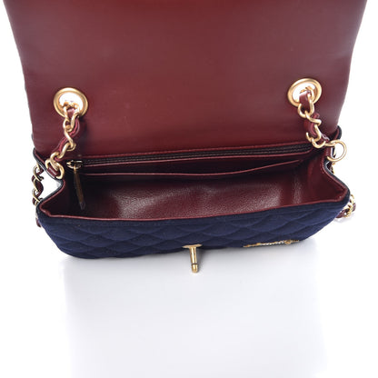 Chanel Felt Quilted Paris-Hamburg Charms Mini Rectangular Flap Dark Navy 5 of 8