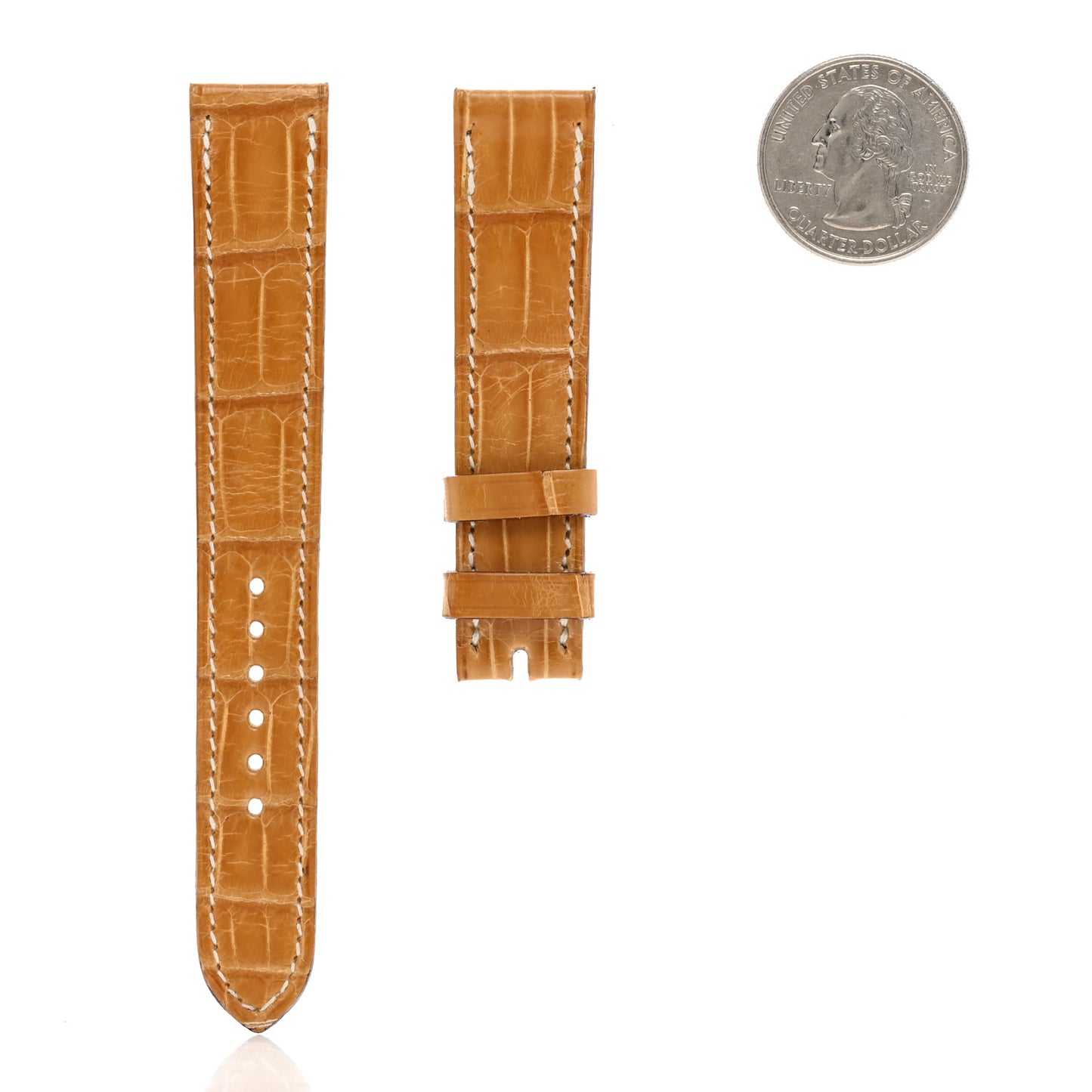 Shiny Alligator Heure H Hour Watch Strap Gold