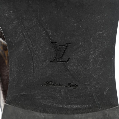 Louis Vuitton Calfskin Monogram Wonderland Flat Ranger Boots 37 Black 8 of 9