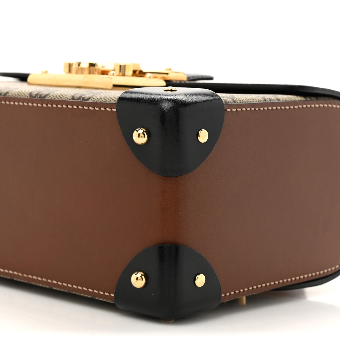 GG Supreme Monogram Small Padlock Bamboo Shoulder Bag Beige Black Cuir