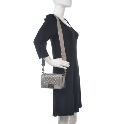 Chanel Metallic Lambskin Stingray Quilted Small Boy Flap Silver 2 of 13