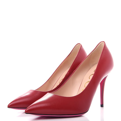 Gucci Nappa Removable Crystal Heart Pumps 38 Red 3 of 13