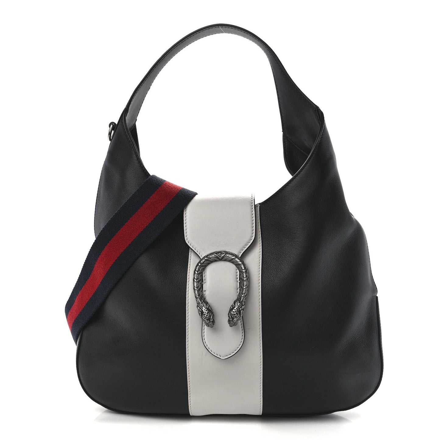 Calfskin Web Medium Dionysus Hobo Black White