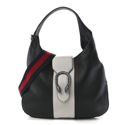 Gucci Calfskin Web Medium Dionysus Hobo Black White 1 of 12
