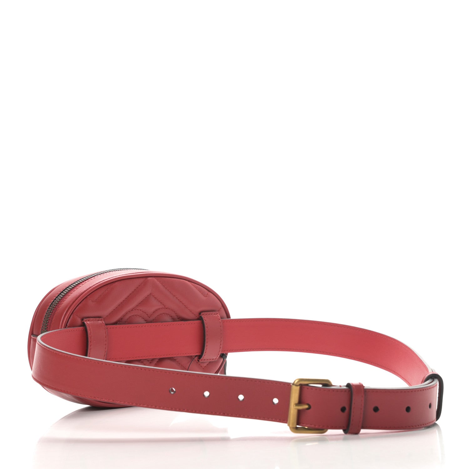 Gucci Calfskin Matelasse GG Marmont Belt Bag 95 38 Hibiscus Red 3 of 12