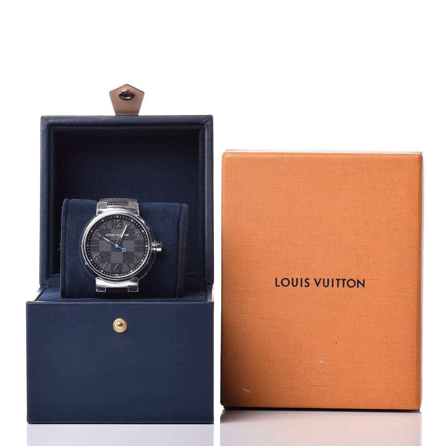 Louis Vuitton Stainless Steel Damier Graphite 41mm Tambour Quartz Watch 8 of 8