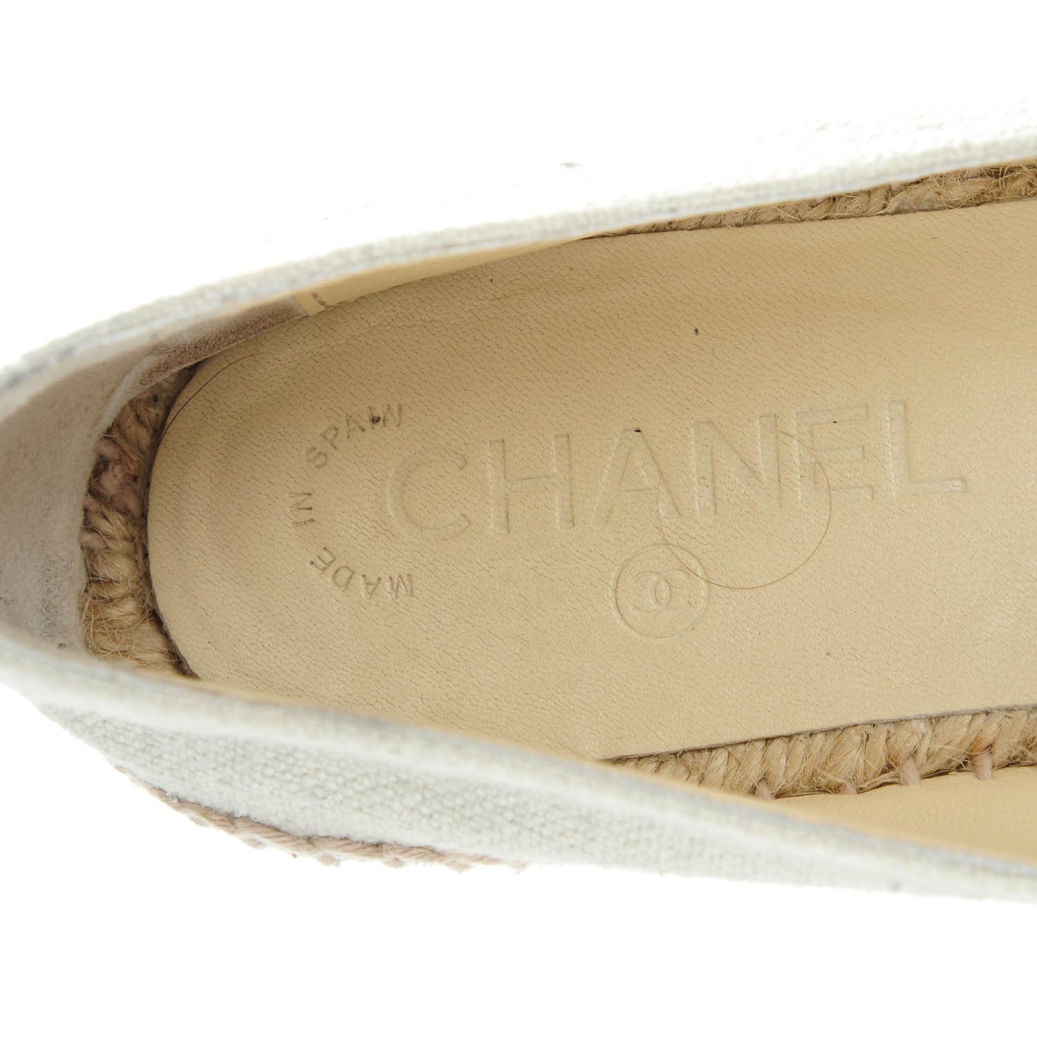 Chanel Linen CC Espadrilles 38 Beige Black 8 of 9