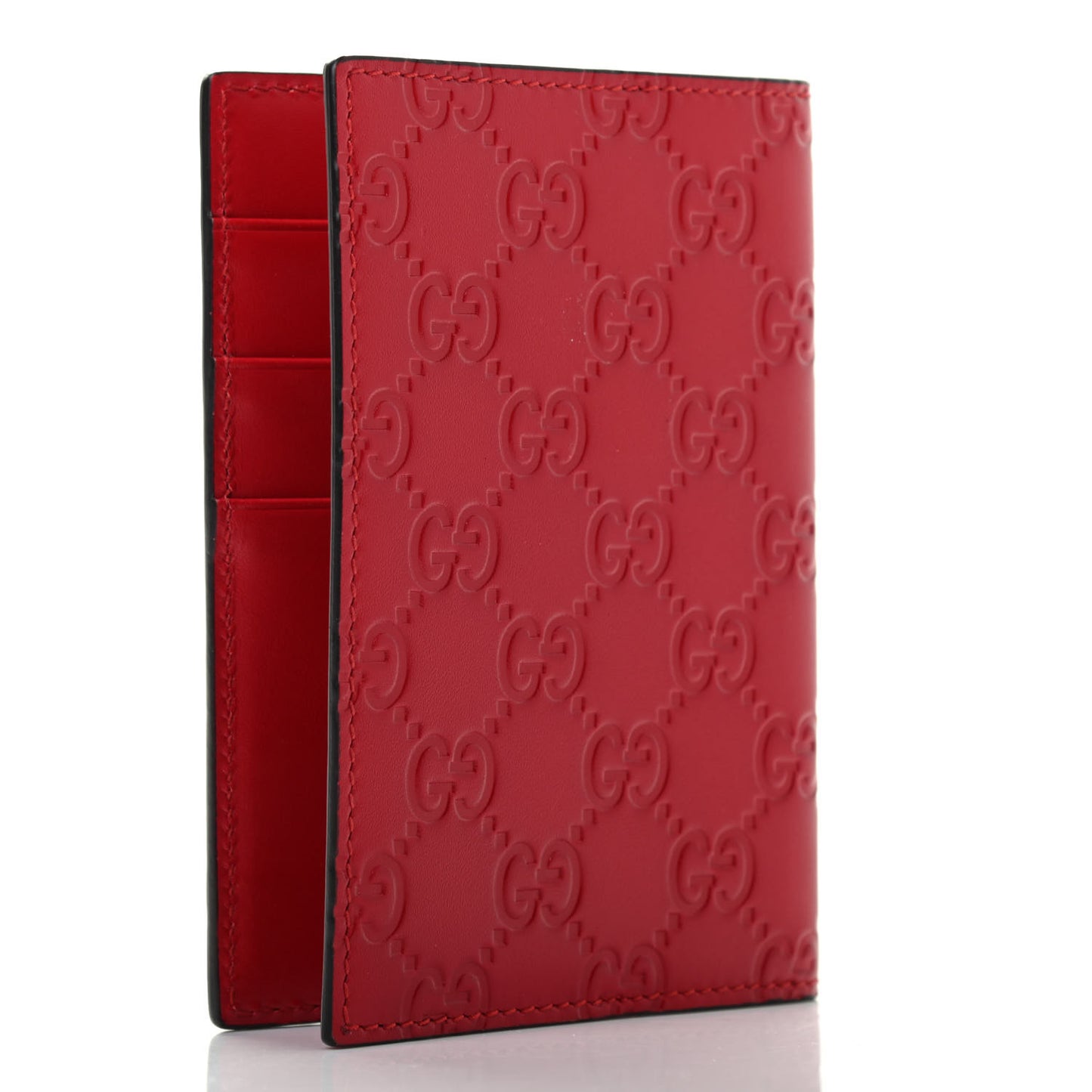 Guccissima Signature Passport Case Red