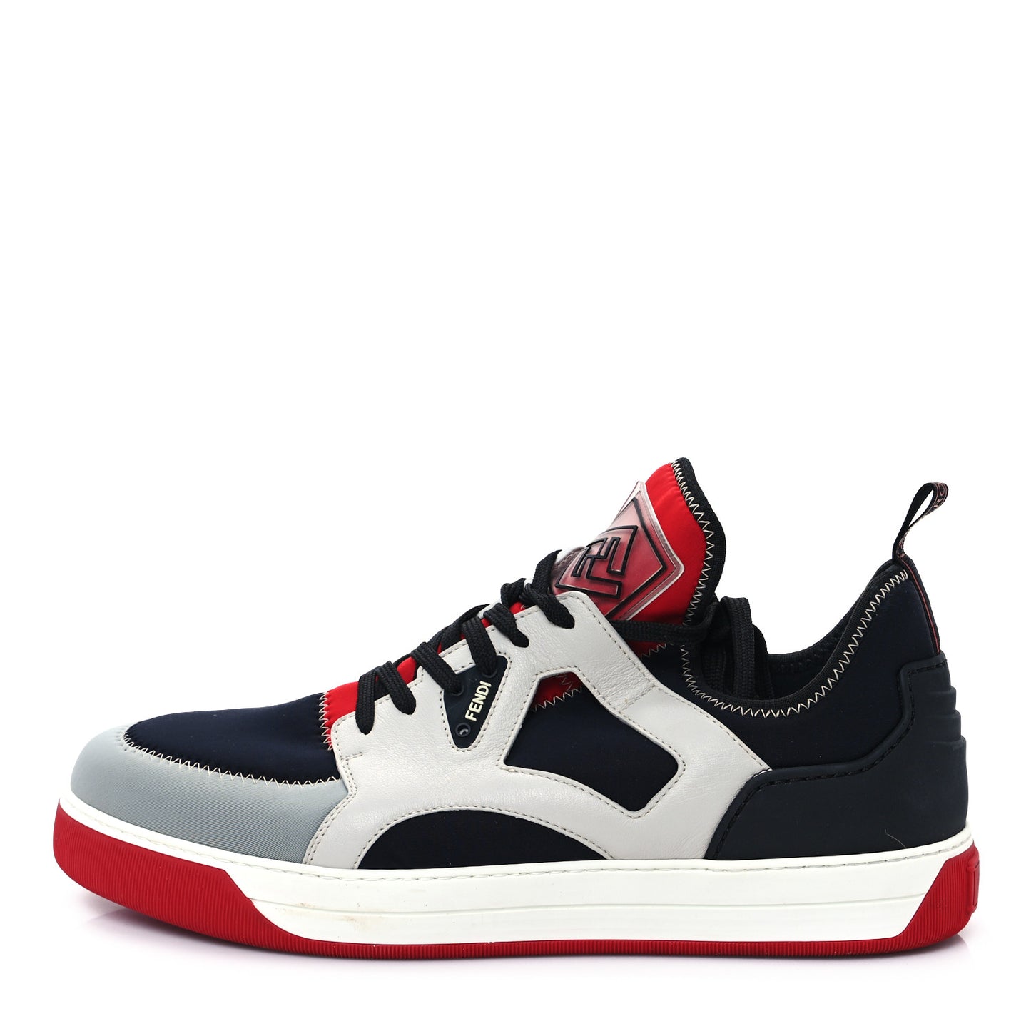 Vitello Nylon Mens Low Top Sneakers 8 Black Red Multicolor