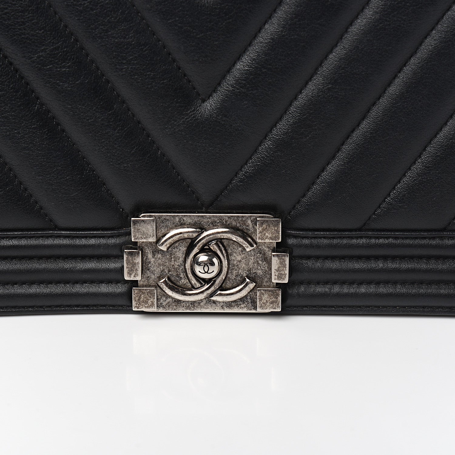 Chanel Calfskin Chevron Quilted New Medium Boy Flap Black 9 of 9
