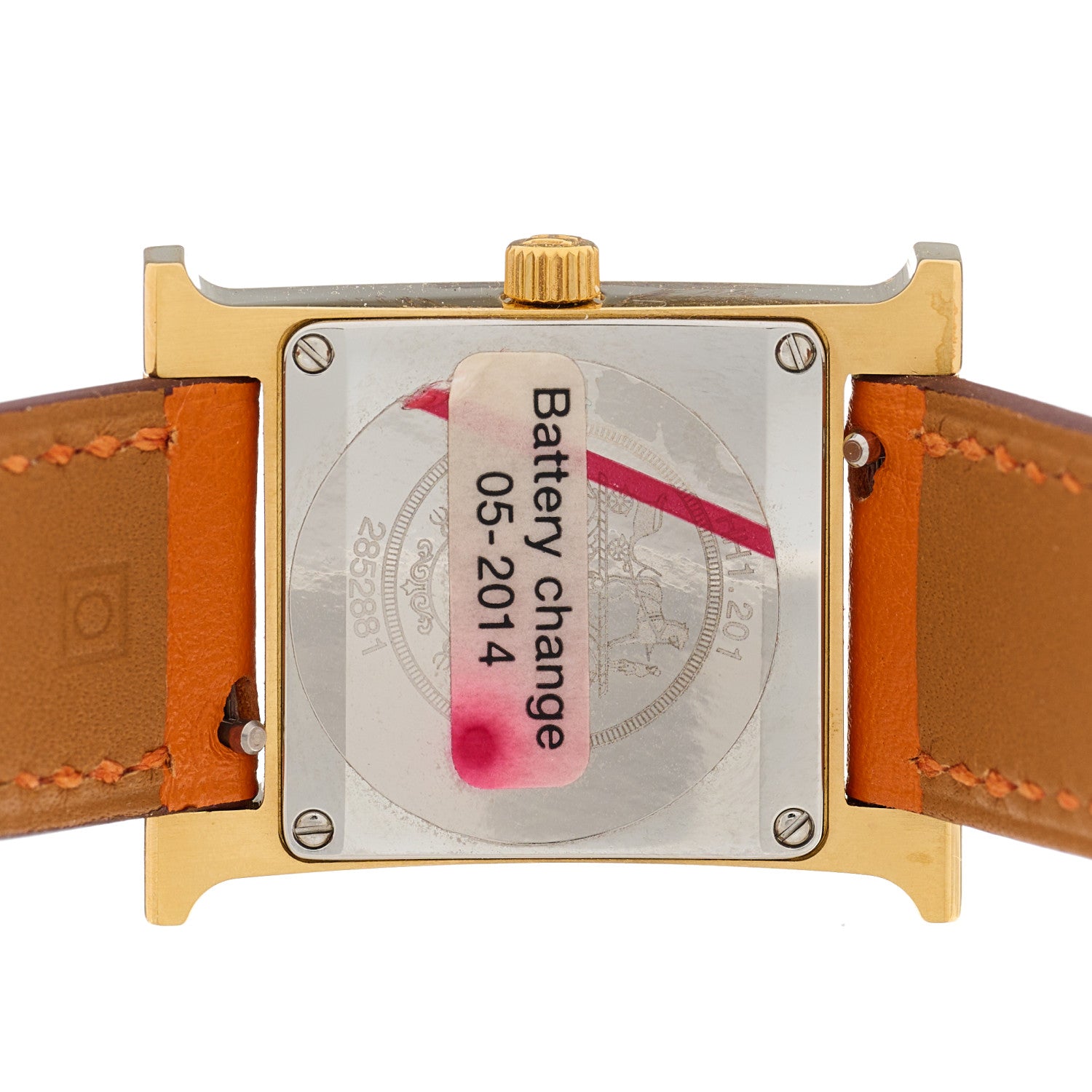 Hermes Stainless Steel Swift 21mm Heure H Hour Quartz Watch Orange 4 of 5
