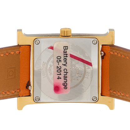 Hermes Stainless Steel Swift 21mm Heure H Hour Quartz Watch Orange 4 of 5