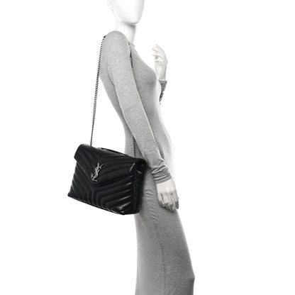 Saint Laurent Calfskin Y Quilted Monogram Medium Loulou Chain Satchel Black 2 of 17