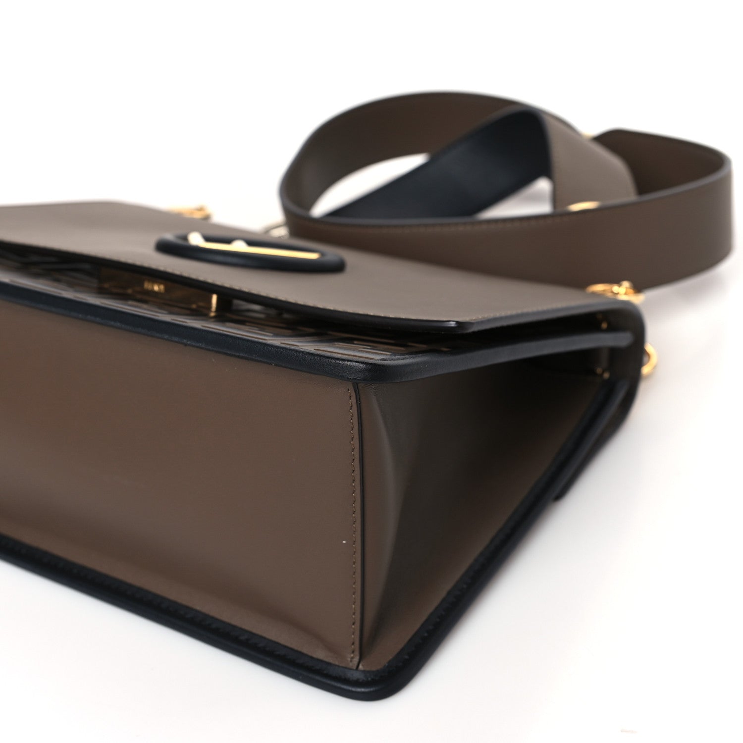 Fendi Vitello Century F is Fendi Bi-Color FF 1974 Embossed Kan I Shoulder Bag Maya Black 9 of 10