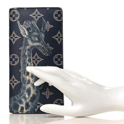 Louis Vuitton Savane Monogram Chapman Giraffe Brazza Wallet Encre 2 of 8