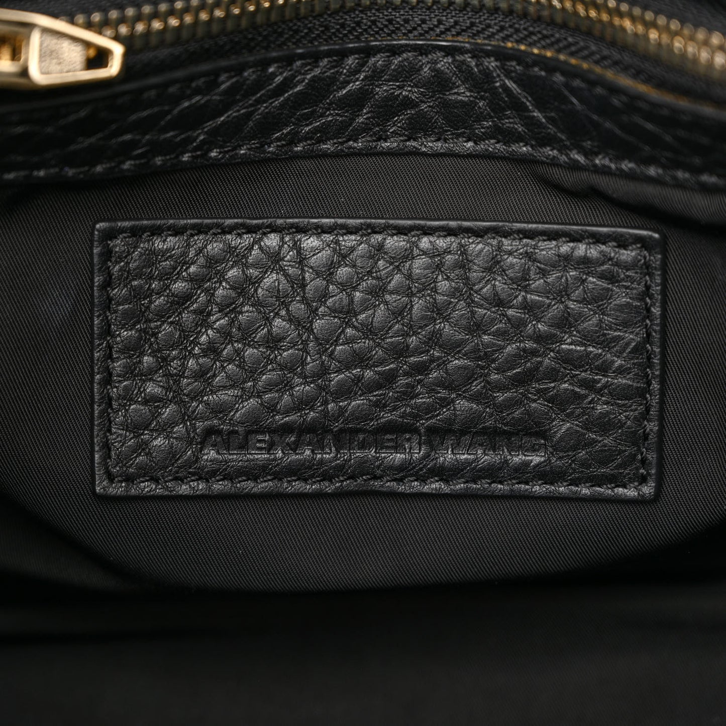 Pebbled Lambskin Mini Rockie Black Pale Gold Hardware