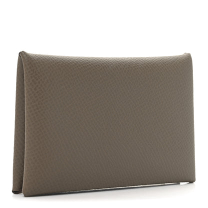 Hermes Epsom Horseshoe Calvi Card Case Etoupe Gris Misty 2 of 8