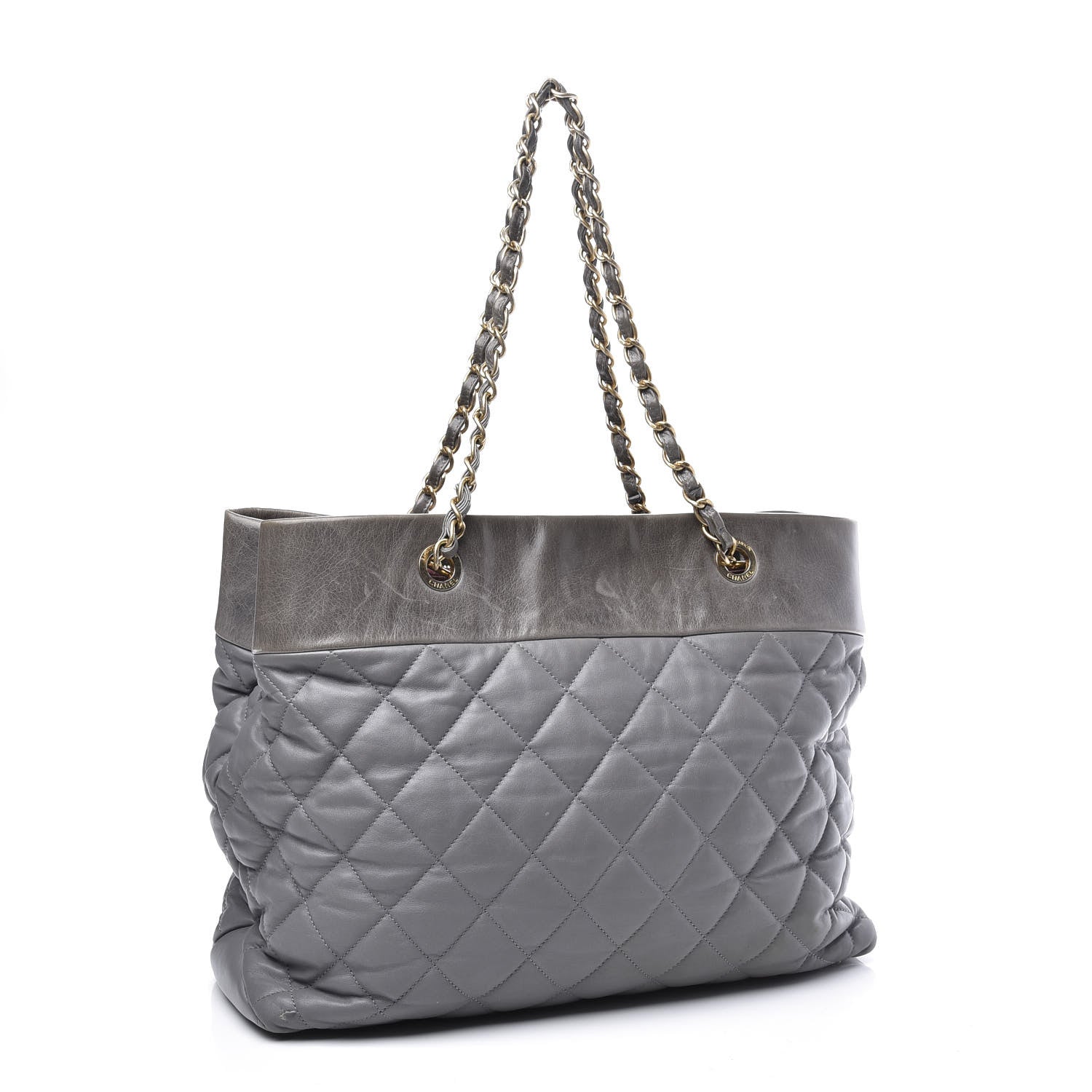 Chanel Calfskin Quilted Large Soft Elegance Tote Grey 2 of 14