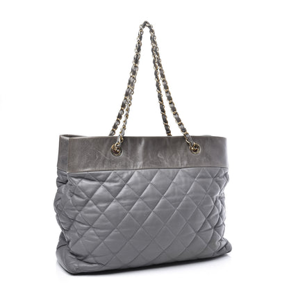 Chanel Calfskin Quilted Large Soft Elegance Tote Grey 2 of 14