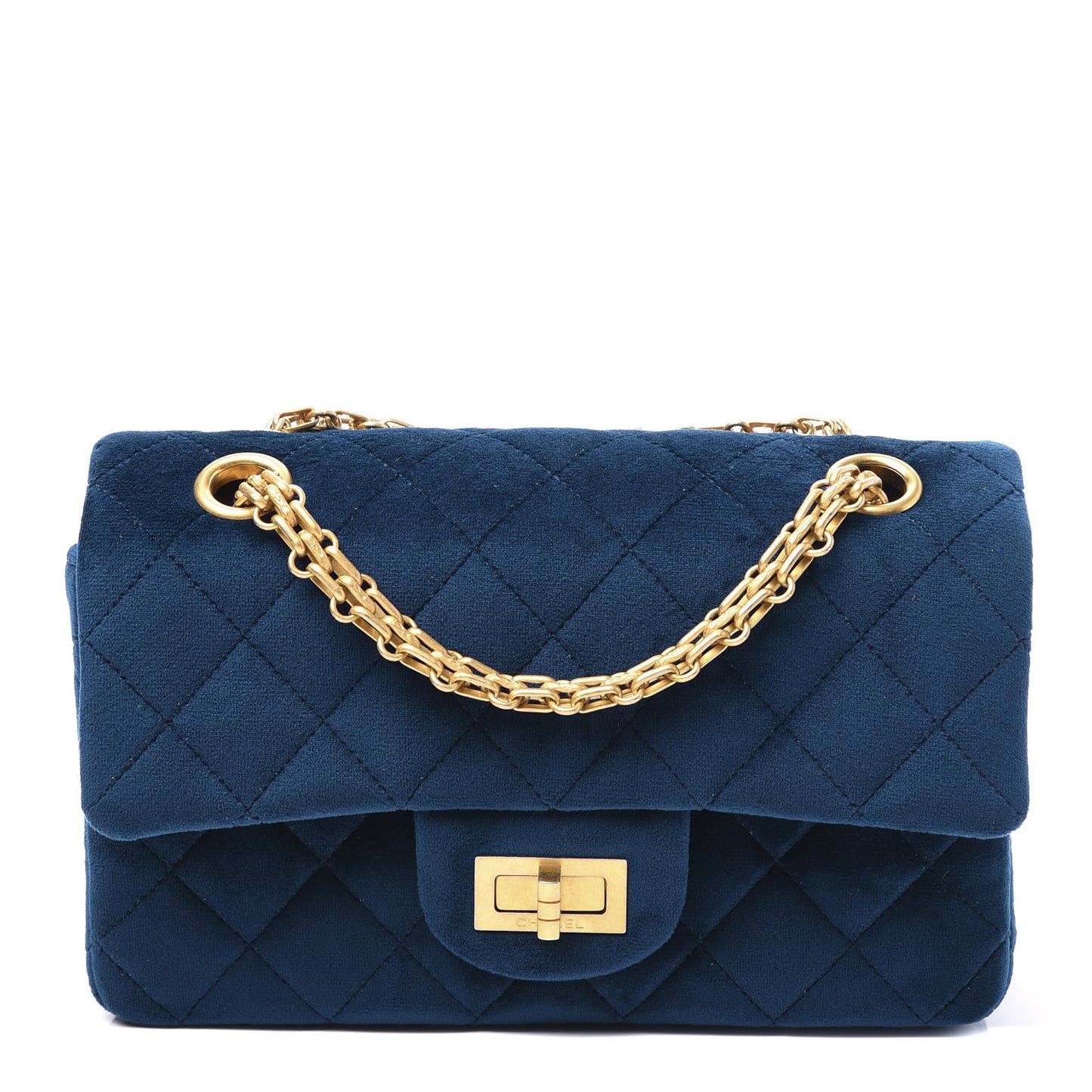 Velvet Quilted Mini 2.55 Reissue Flap Blue
