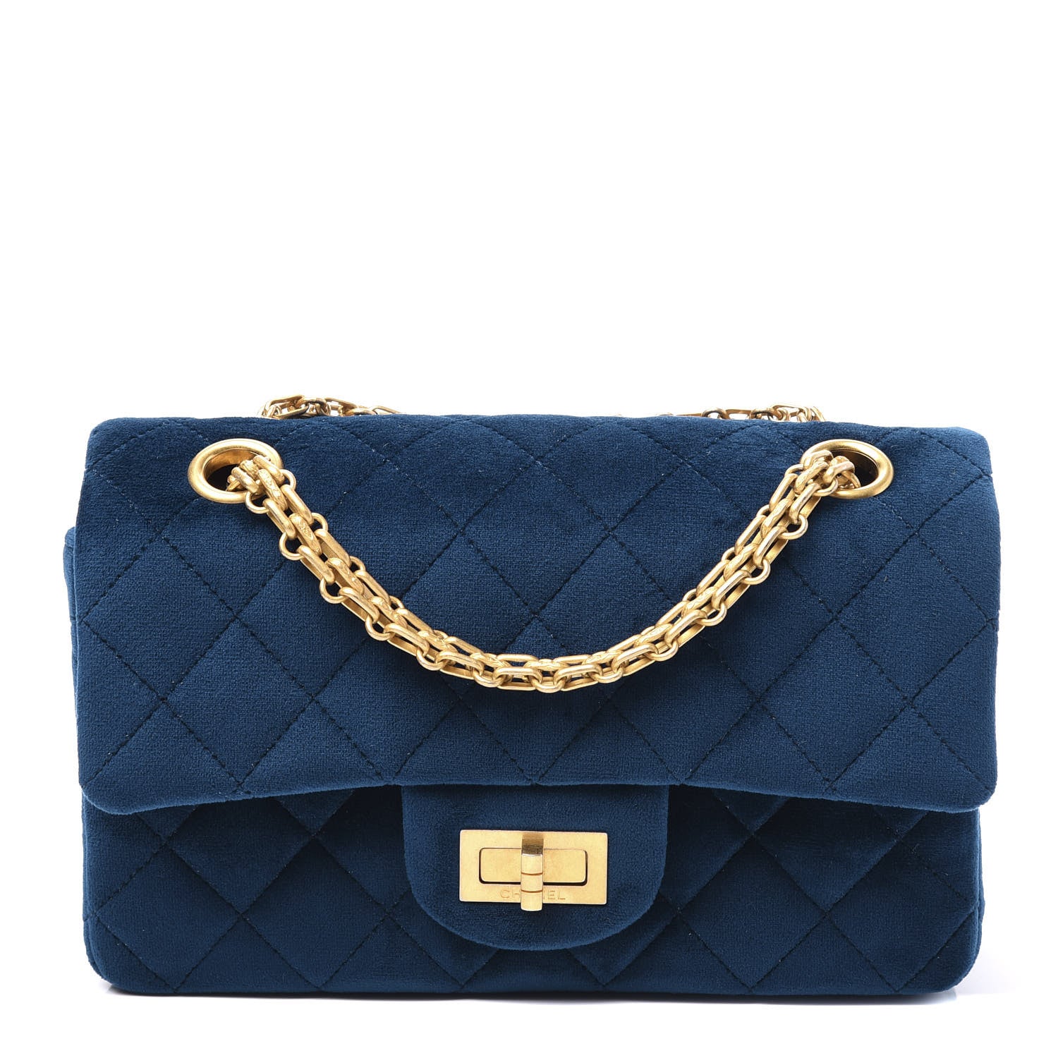 Chanel Velvet Quilted Mini 2.55 Reissue Flap Blue 1 of 9