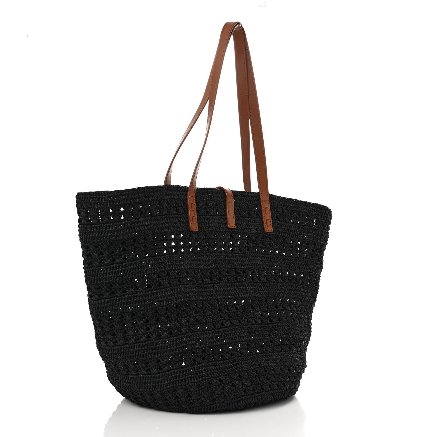 Saint Laurent Raffia Calfskin Medium Panier Tote Black 3 of 9