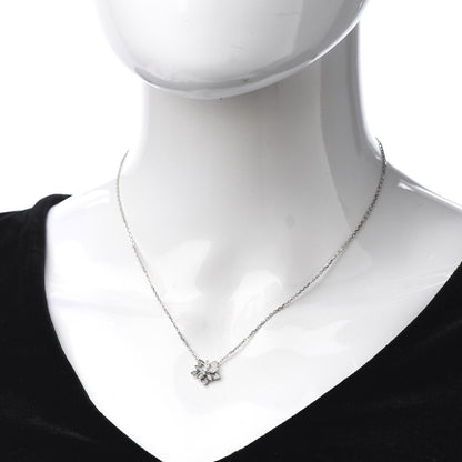 Van Cleef & Arpels 18K White Gold Diamond Mini Lotus Pendant Necklace 2 of 8