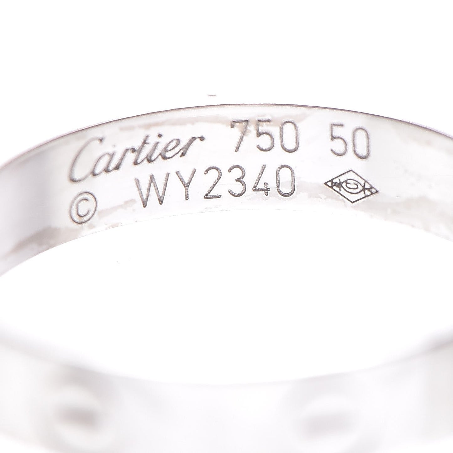 18K White Gold 3.5mm LOVE Wedding Band Ring 50 5.25