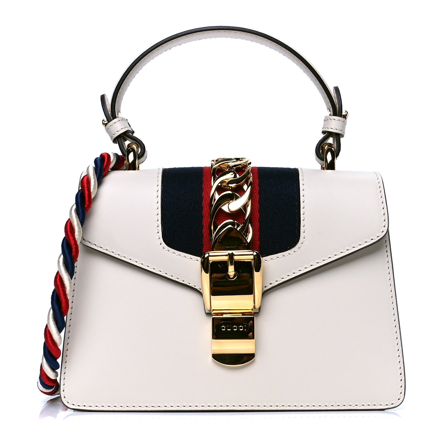 Calfskin Mini Sylvie Top Handle Bag White