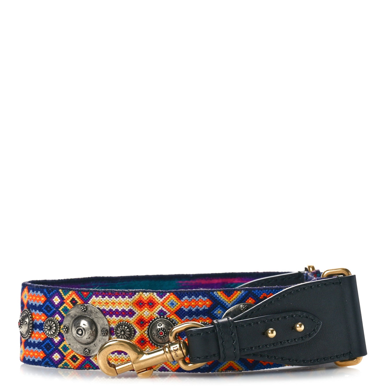 Christian Dior Canvas Embroidered Studded Mexico Shoulder Strap Multicolor 1 of 6