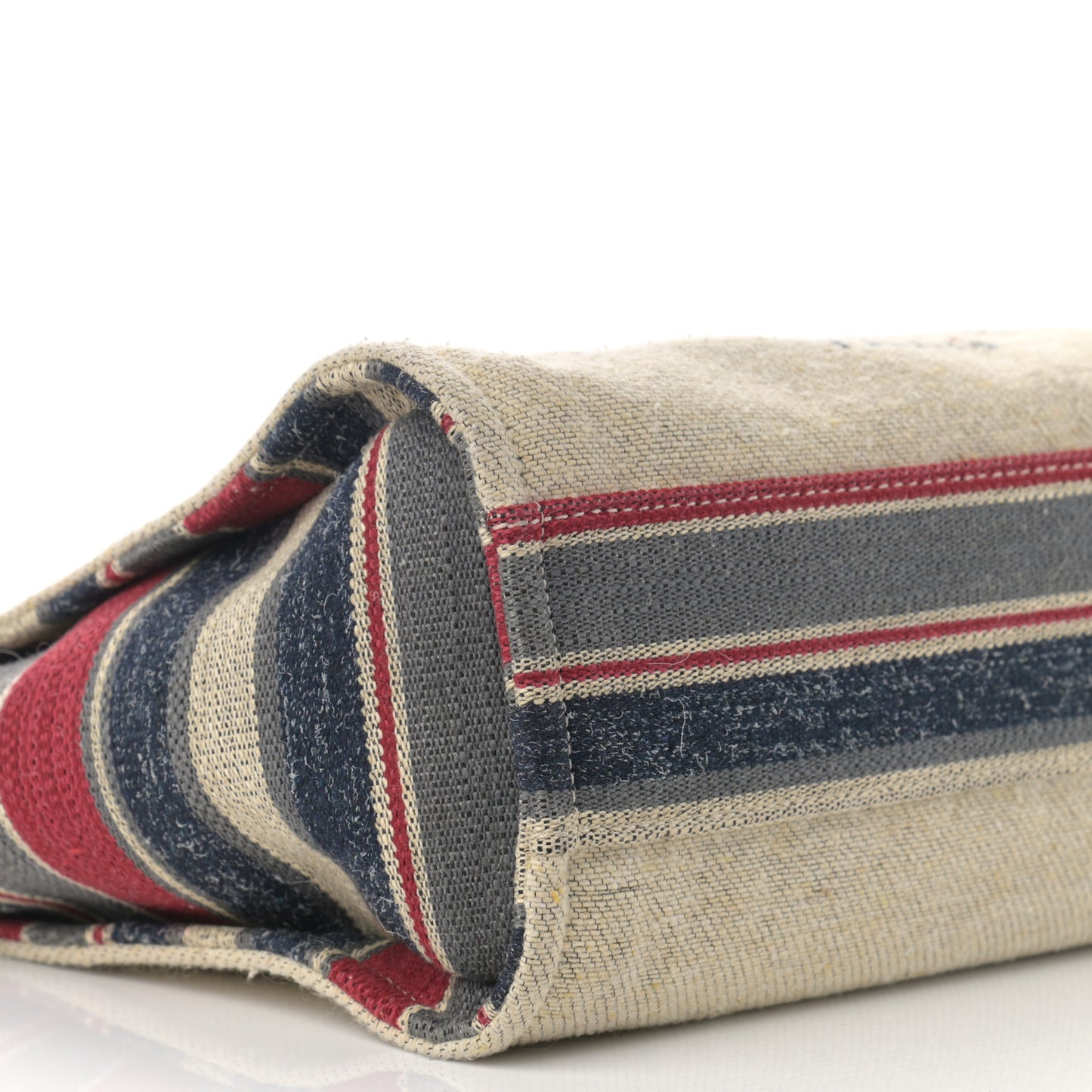 Striped Canvas Small Deauville Tote Beige