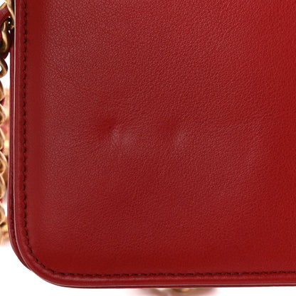Chanel Calfskin Quilted Chain Around Boy Wallet On Chain WOC Red 9 of 9