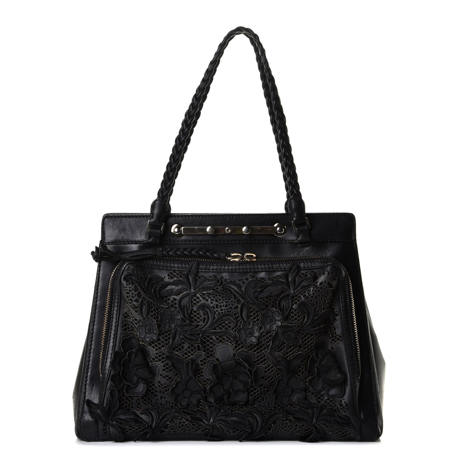 Valentino Garavani Vitello Lace Demetra Satchel Black 1 of 11