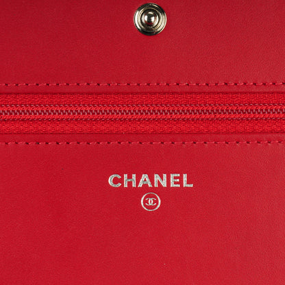 Chanel Lambskin Quilted Coco Boy Wallet On Chain WOC Red 5 of 8