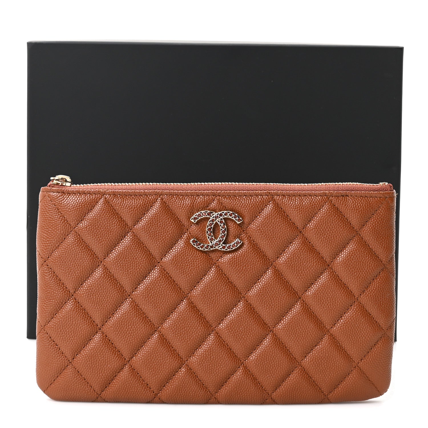 Chanel Caviar Crystal Quilted Coco Candy Cosmetic Case Brown 11 of 11