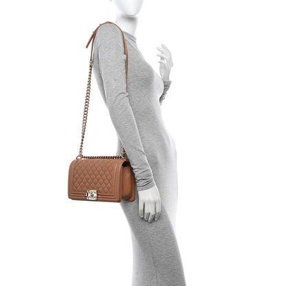 Chanel Caviar Quilted Medium Boy Flap Light Brown 2 of 11